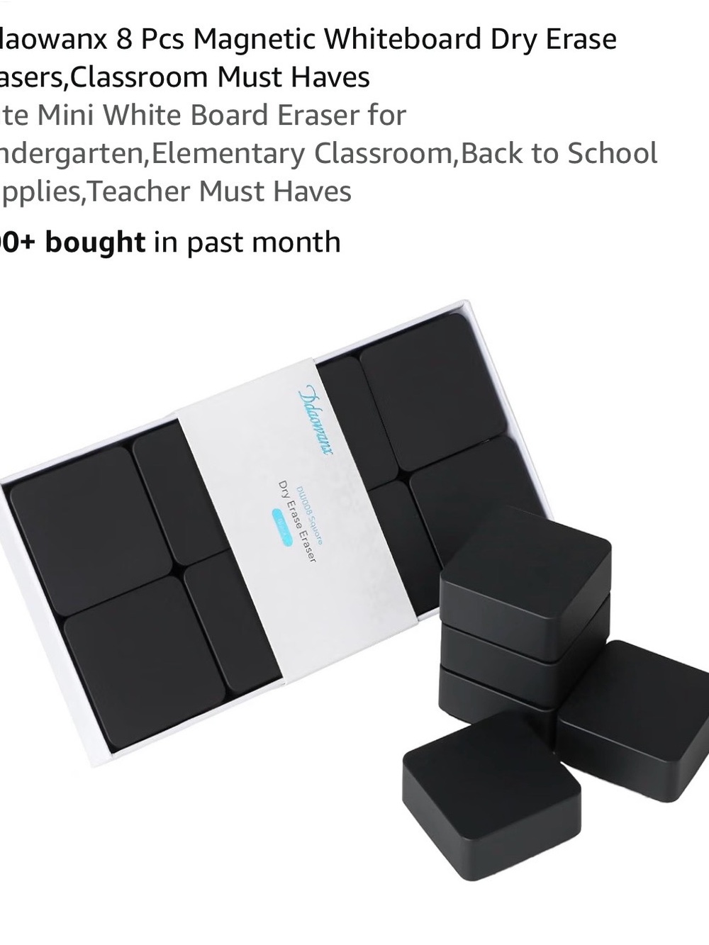 Source Unknown lot of 7 Black Magnetic Mini Whiteboard Erasers - 8 Pack